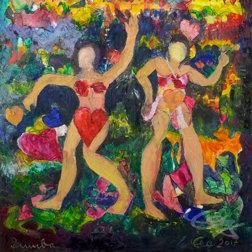 Bild, Öl, Karton, Tanz, Tango